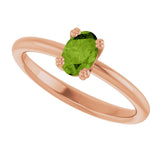 14K Gold Emerald Natural Peridot Double-Prong Ring - Rose Gold - view 5