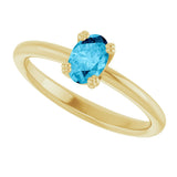 10K Gold Oval Natural Aquamarine Double-Prong Ring - Yellow Gold - view 5