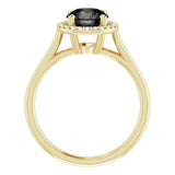 14K Gold Round Natural Black Onyx & Natural Diamond Halo-Style Ring - Yellow Gold - view 2