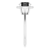14K Gold Round Natural Black Onyx & Natural Diamond Halo-Style Ring - White Gold - view 4