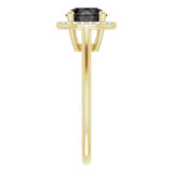 14K Gold Round Natural Black Onyx & Natural Diamond Halo-Style Ring - Yellow Gold - view 4