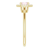 14K Gold Oval Natural Pink Morganite & Natural Diamond Halo-Style Ring – 6x4mm - Yellow Gold - view 4