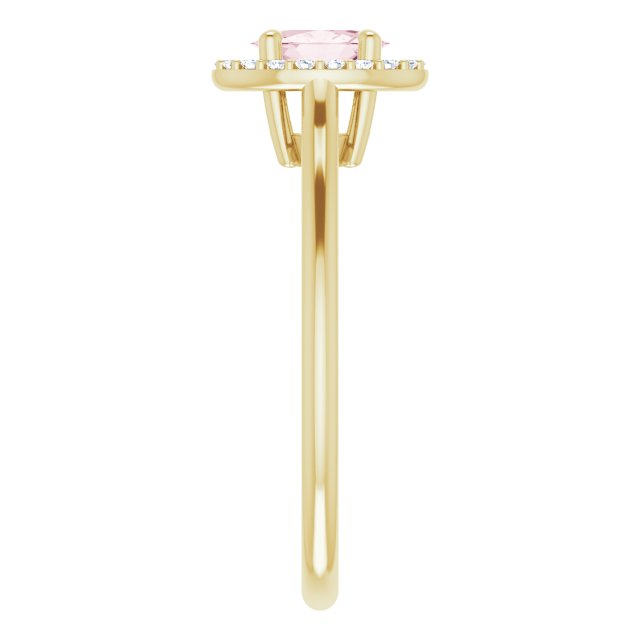 14K Gold Oval Natural Pink Morganite & Natural Diamond Halo-Style Ring – 6x4mm - Yellow Gold - view 4