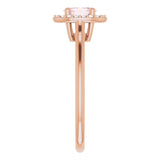 14K Gold Oval Natural Pink Morganite & Natural Diamond Halo-Style Ring – 6x4mm - Rose Gold - view 4