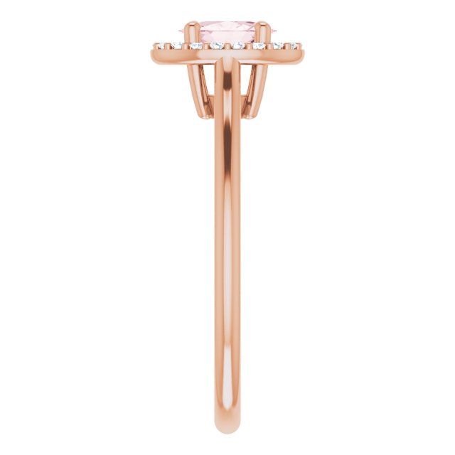 14K Gold Oval Natural Pink Morganite & Natural Diamond Halo-Style Ring – 6x4mm - Rose Gold - view 4