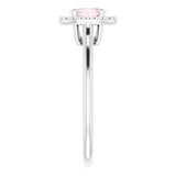 14K Gold Oval Natural Pink Morganite & Natural Diamond Halo-Style Ring – 6x4mm - White Gold - view 4