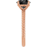 14K Gold Round Natural Black Onyx Rope Solitaire Ring - Rose Gold - view 4