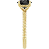 14K Gold Round Natural Black Onyx Rope Solitaire Ring - Yellow Gold - view 4