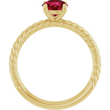 14K Gold Round Lab-Grown Ruby Rope Solitaire Ring – 6mm Stones - Yellow Gold - view 2