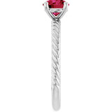 14K Gold Round Lab-Grown Ruby Rope Solitaire Ring – 6mm Stones - White Gold - view 4