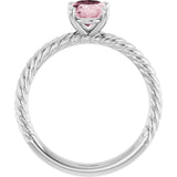 14K Gold Oval Natural Pink Morganite Rope Solitaire Ring - White Gold - view 2