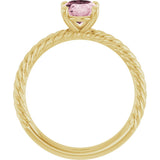 14K Gold Oval Natural Pink Morganite Rope Solitaire Ring - Yellow Gold - view 2