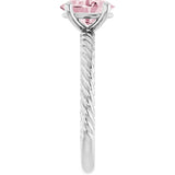 14K Gold Oval Natural Pink Morganite Rope Solitaire Ring - White Gold - view 4