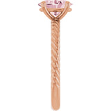14K Gold Oval Natural Pink Morganite Rope Solitaire Ring - Rose Gold - view 4