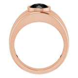 14K Gold Oval Natural Black Onyx Grooved Bezel-Set Ring - Rose Gold - view 2