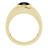 14K Gold Oval Natural Black Onyx Grooved Bezel-Set Ring - Yellow Gold - view 2
