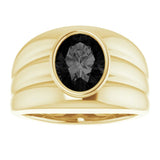 14K Gold Oval Natural Black Onyx Grooved Bezel-Set Ring - Yellow Gold - view 3
