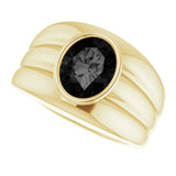 14K Gold Oval Natural Black Onyx Grooved Bezel-Set Ring - Yellow Gold - view 5