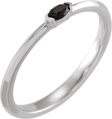 Platinum Marquise Natural Black Onyx Stackable Ring