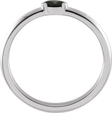 Platinum Marquise Natural Black Onyx Stackable Ring - view 2