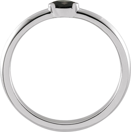 Platinum Marquise Natural Black Onyx Stackable Ring - view 2