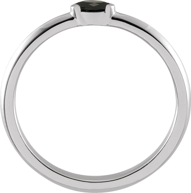 Platinum Marquise Natural Black Onyx Stackable Ring - view 2