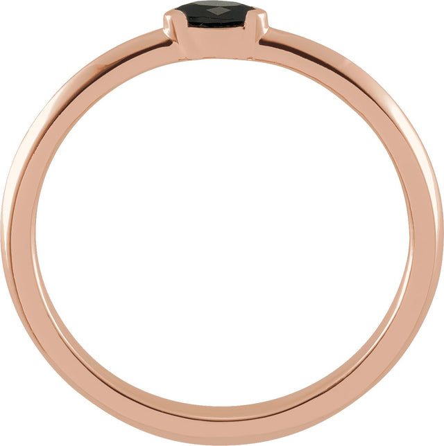 14K Gold Marquise Natural Black Onyx Stackable Ring - Rose Gold - view 2