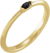 14K Gold Marquise Natural Black Onyx Stackable Ring - Yellow Gold