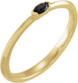 14K Gold Marquise Natural Black Onyx Stackable Ring - Yellow Gold