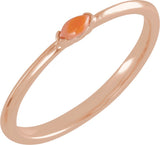 14K Gold Marquise Natural Pink Coral Stackable Ring - Rose Gold