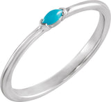 Platinum Marquise Natural Turquoise Stackable Ring