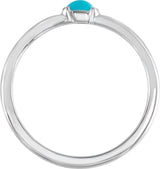 Platinum Marquise Natural Turquoise Stackable Ring - view 2