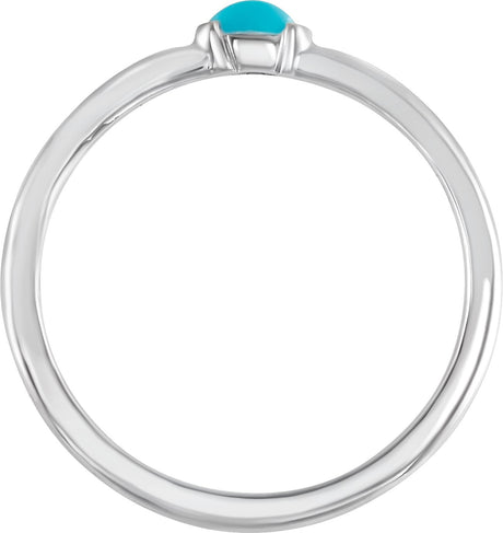 Platinum Marquise Natural Turquoise Stackable Ring - view 2