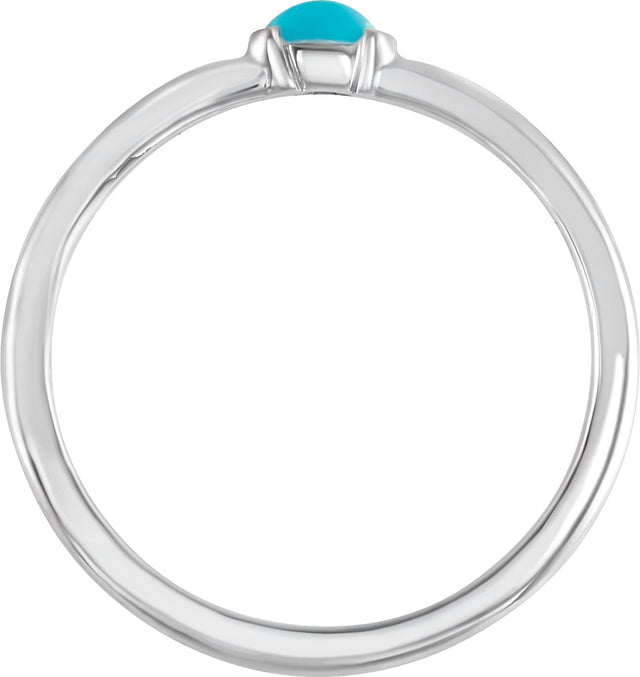 Platinum Marquise Natural Turquoise Stackable Ring - view 2
