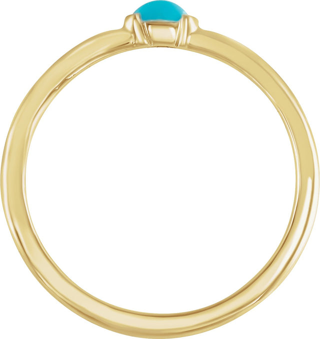 14K Gold Marquise Natural Turquoise Stackable Ring - Yellow Gold - view 2