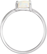 14K Gold Oval Natural Opal Cabochon Solitaire Ring - White Gold - view 2
