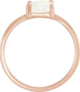 14K Gold Oval Natural Opal Cabochon Solitaire Ring - Rose Gold - view 2