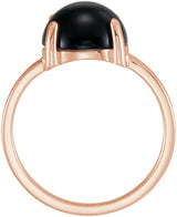 14K Gold Oval Natural Black Onyx Cabochon Solitaire Ring - Rose Gold - view 2