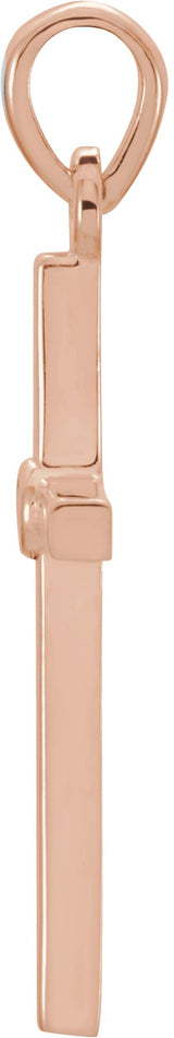 14K Gold Round Natural Blue Sapphire Birthstone Cross Pendant - Rose Gold - view 4