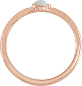 14K Gold Marquise Natural White Opal Stackable Ring - Rose Gold - view 2