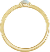14K Gold Marquise Natural White Opal Stackable Ring - Yellow Gold - view 2