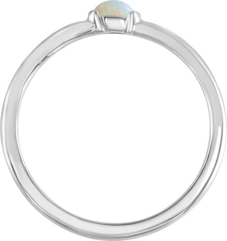 Platinum Marquise Natural White Opal Stackable Ring - view 2