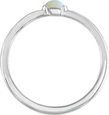 14K Gold Marquise Natural White Opal Stackable Ring - White Gold - view 2