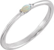 Platinum Marquise Natural White Opal Stackable Ring