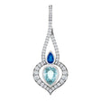 14K Gold Pear Natural Sky Blue Topaz & Natural Blue Sapphire & Natural Diamond Accented Pendant