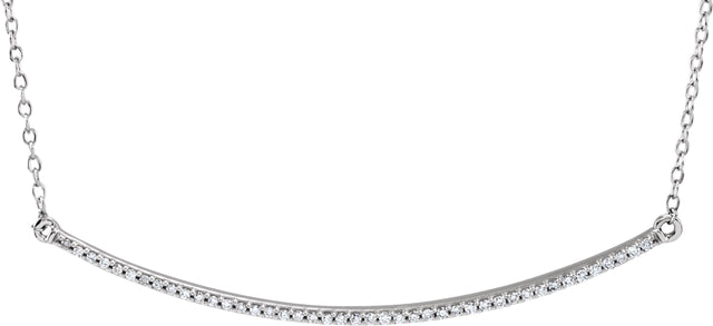 14K Gold Round Natural Blue Sapphire Bar Necklace - White Gold - view 4