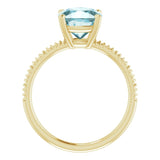 14K Gold Cushion Natural Sky Blue Topaz Solitaire Ring - Yellow Gold - view 2