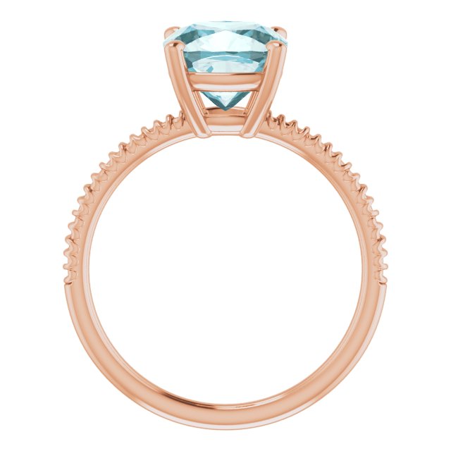 14K Gold Cushion Natural Sky Blue Topaz Solitaire Ring - Rose Gold - view 2