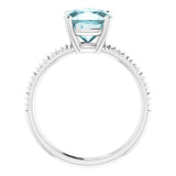 14K Gold Cushion Natural Sky Blue Topaz Solitaire Ring - White Gold - view 2