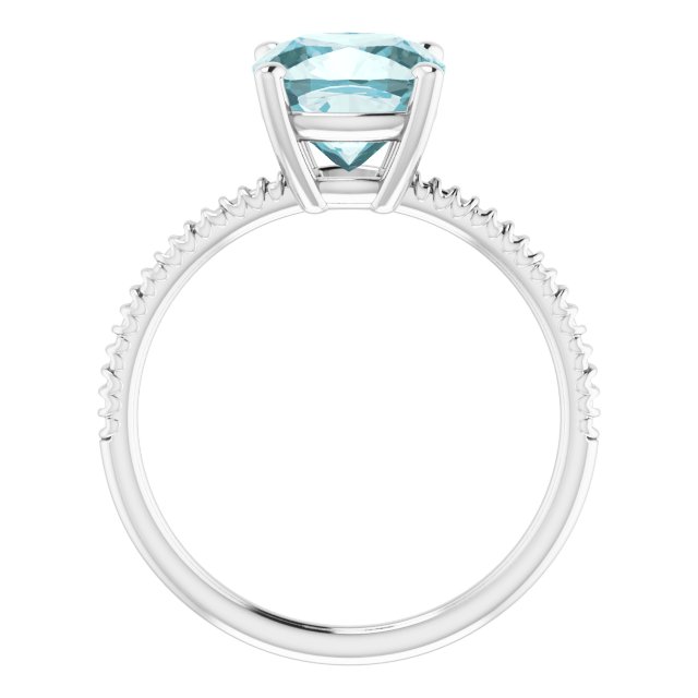 14K Gold Cushion Natural Sky Blue Topaz Solitaire Ring - White Gold - view 2